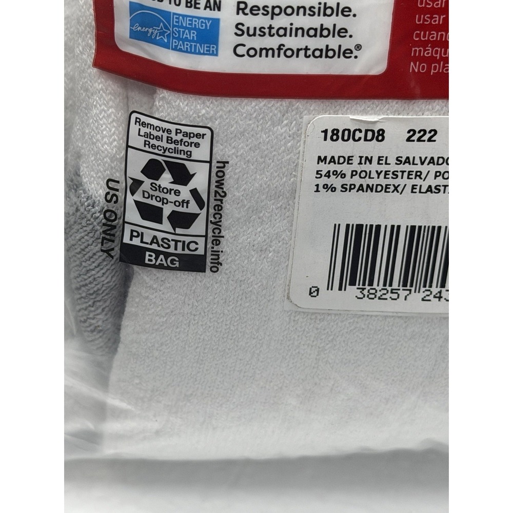 Hanes ~ 8-Pair White Over The Calf Tube Socks Cotton Blend Cushioned ~ Size 6-12 - Picture 9 of 12
